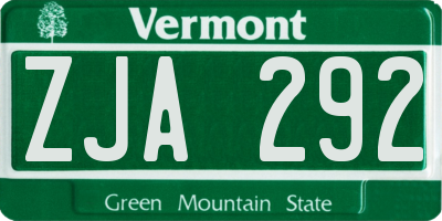 VT license plate ZJA292