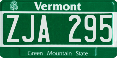 VT license plate ZJA295