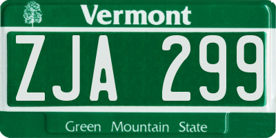 VT license plate ZJA299