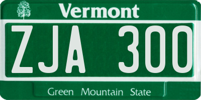 VT license plate ZJA300