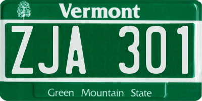 VT license plate ZJA301