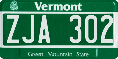 VT license plate ZJA302