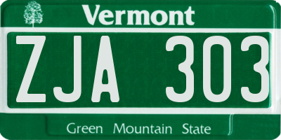 VT license plate ZJA303