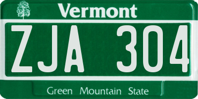VT license plate ZJA304