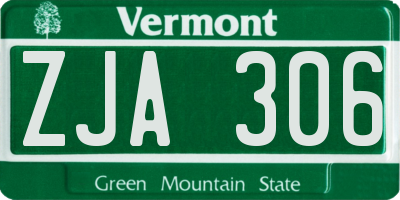 VT license plate ZJA306