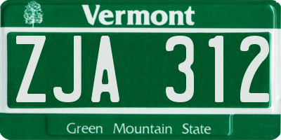 VT license plate ZJA312