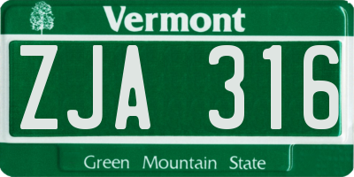 VT license plate ZJA316