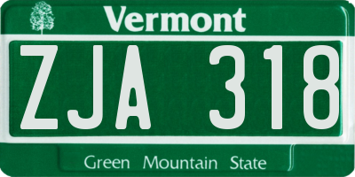 VT license plate ZJA318