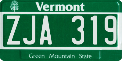 VT license plate ZJA319