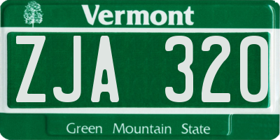 VT license plate ZJA320