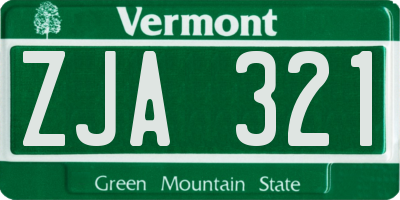 VT license plate ZJA321