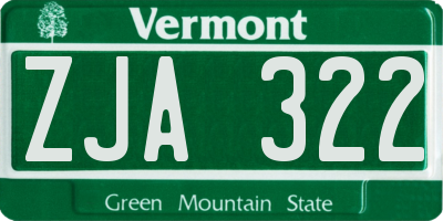 VT license plate ZJA322