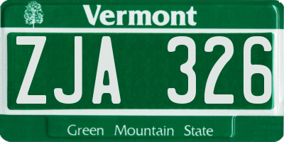 VT license plate ZJA326