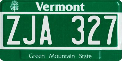 VT license plate ZJA327