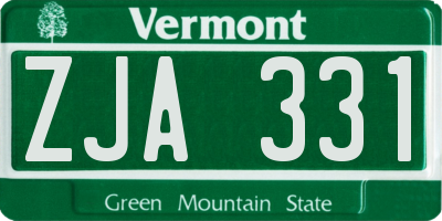 VT license plate ZJA331