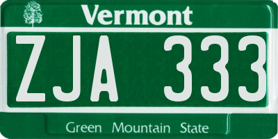 VT license plate ZJA333