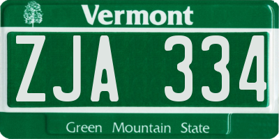 VT license plate ZJA334