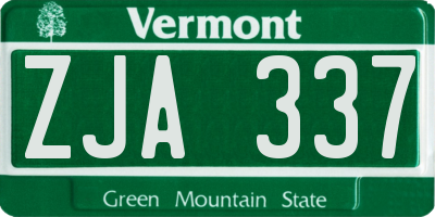 VT license plate ZJA337