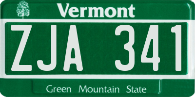 VT license plate ZJA341