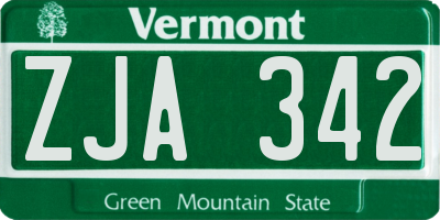 VT license plate ZJA342