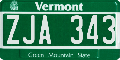 VT license plate ZJA343