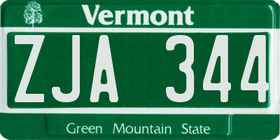 VT license plate ZJA344