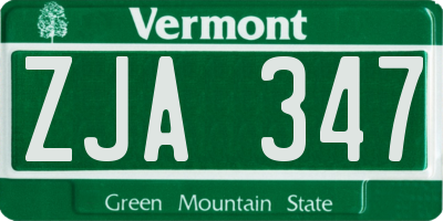 VT license plate ZJA347