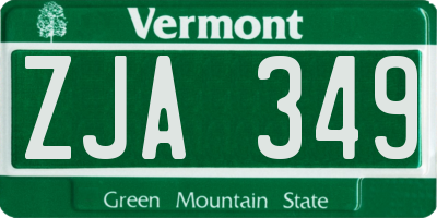 VT license plate ZJA349