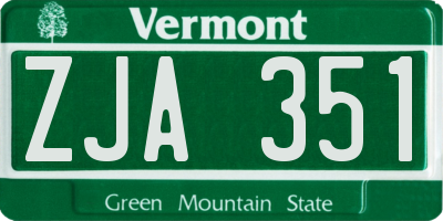 VT license plate ZJA351