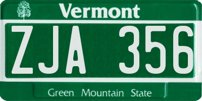 VT license plate ZJA356