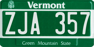 VT license plate ZJA357