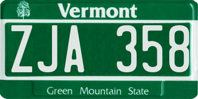 VT license plate ZJA358