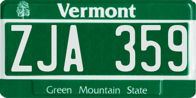 VT license plate ZJA359