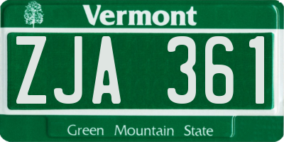 VT license plate ZJA361
