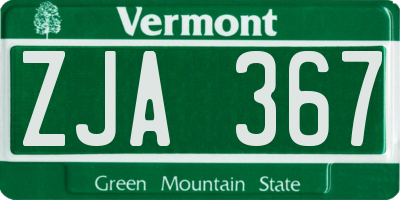 VT license plate ZJA367