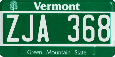 VT license plate ZJA368