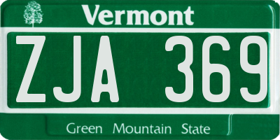 VT license plate ZJA369