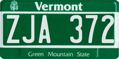 VT license plate ZJA372