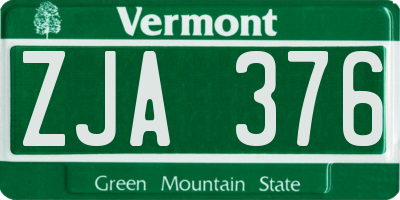VT license plate ZJA376