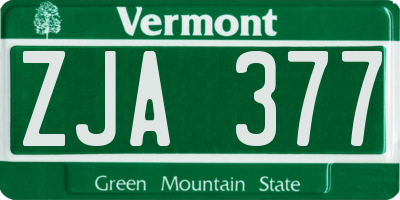 VT license plate ZJA377
