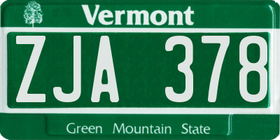 VT license plate ZJA378