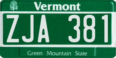 VT license plate ZJA381
