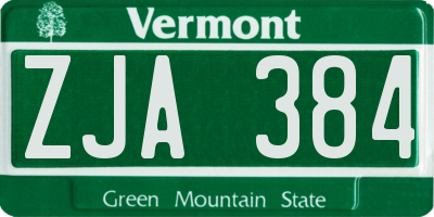 VT license plate ZJA384