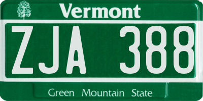 VT license plate ZJA388