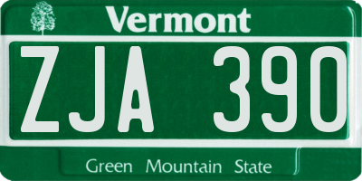VT license plate ZJA390