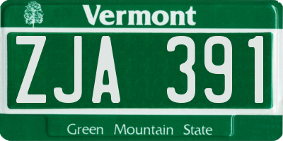 VT license plate ZJA391