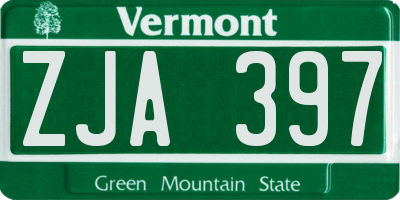 VT license plate ZJA397