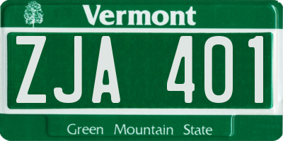 VT license plate ZJA401