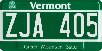 VT license plate ZJA405