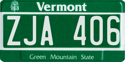 VT license plate ZJA406
